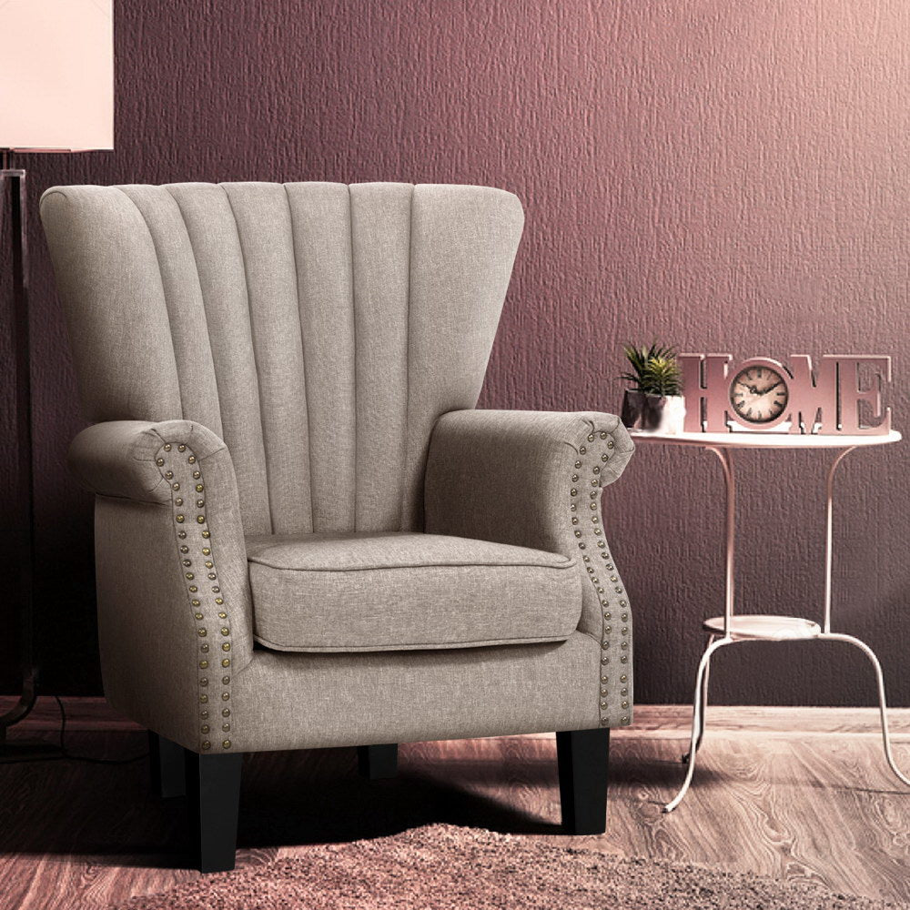 Artiss Armchair Wingback Beige Andrew-Furniture > Living Room-PEROZ Accessories