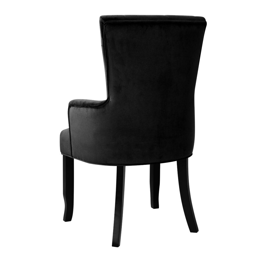 Artiss Dining Chair Velvet French Provincial Armchair Black-Dining Chairs-PEROZ Accessories