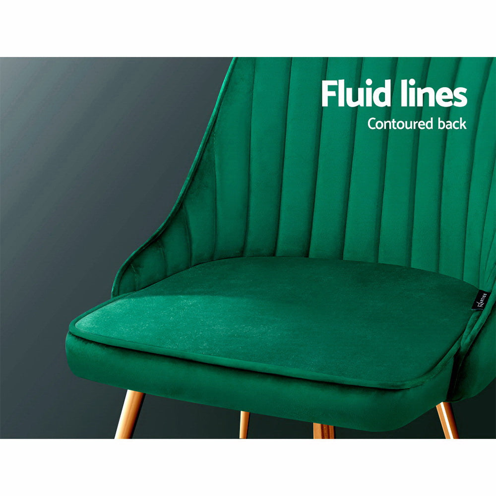Artiss Dining Chairs Set of 2 Velvet Channel Tufted Green-Dining Chairs-PEROZ Accessories