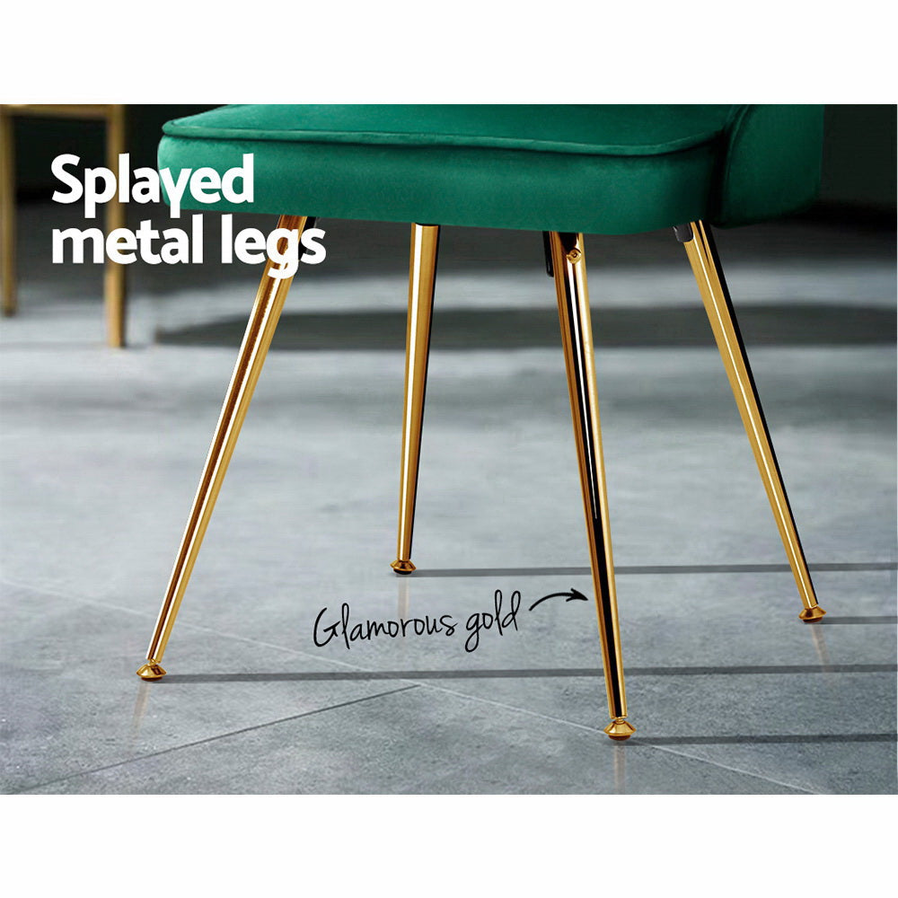 Artiss Dining Chairs Set of 2 Velvet Channel Tufted Green-Dining Chairs-PEROZ Accessories