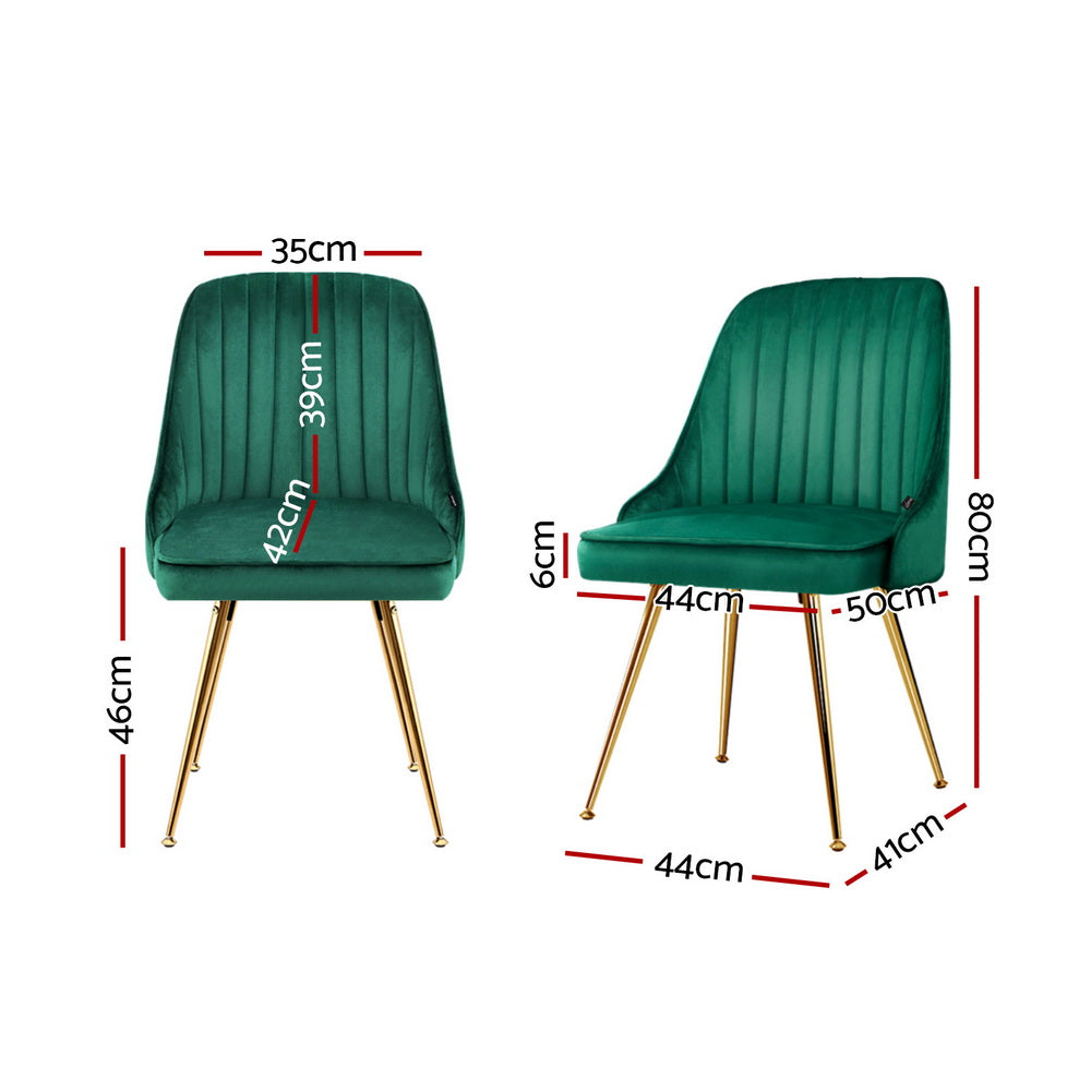 Artiss Dining Chairs Set of 4 Velvet Channel Tufted Green-Furniture > Dining > Kitchen & Dining Chairs-PEROZ Accessories