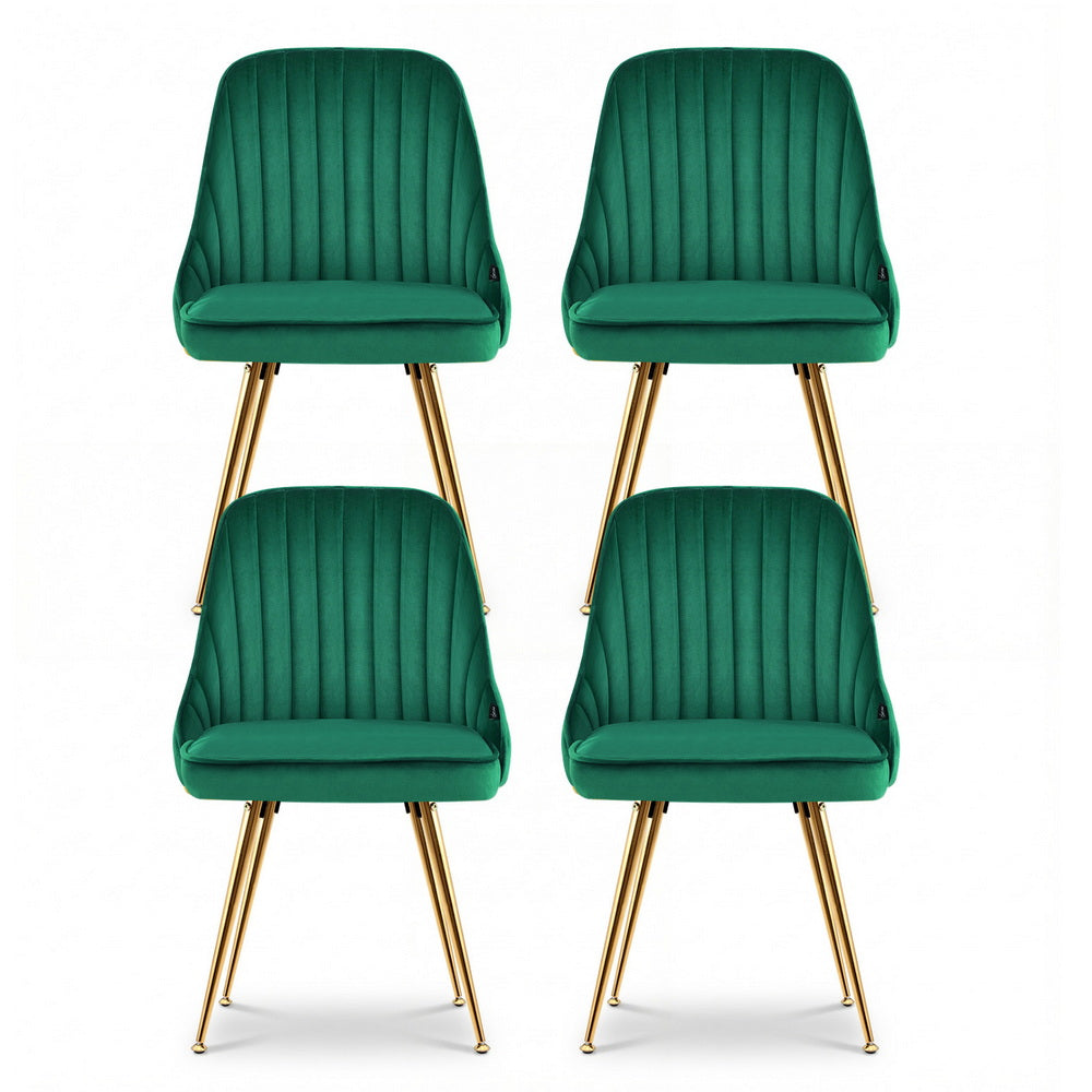 Artiss Dining Chairs Set of 4 Velvet Channel Tufted Green-Furniture > Dining > Kitchen & Dining Chairs-PEROZ Accessories