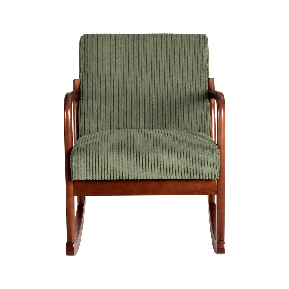 Artiss Rocking Armchair Nursing Chair Corduroy Green-Furniture > Bar Stools & Chairs-PEROZ Accessories