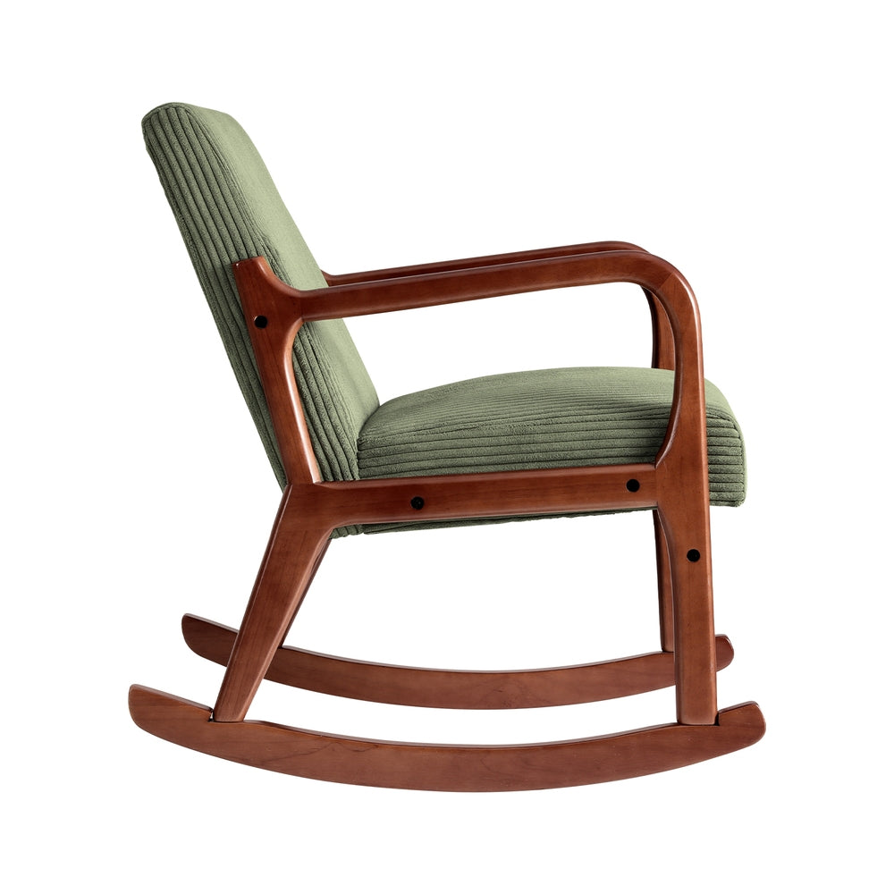 Artiss Rocking Armchair Nursing Chair Corduroy Green-Furniture > Bar Stools & Chairs-PEROZ Accessories