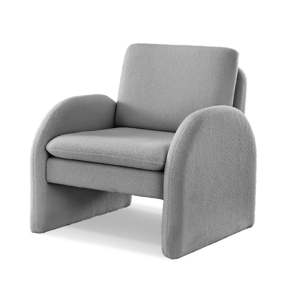 Artiss Armchair Accent Chair Lounge Tub Sofa Couch Curved Arm Seat Boucle Grey-Furniture > Bar Stools & Chairs > Arm Chairs & Recliners-PEROZ Accessories