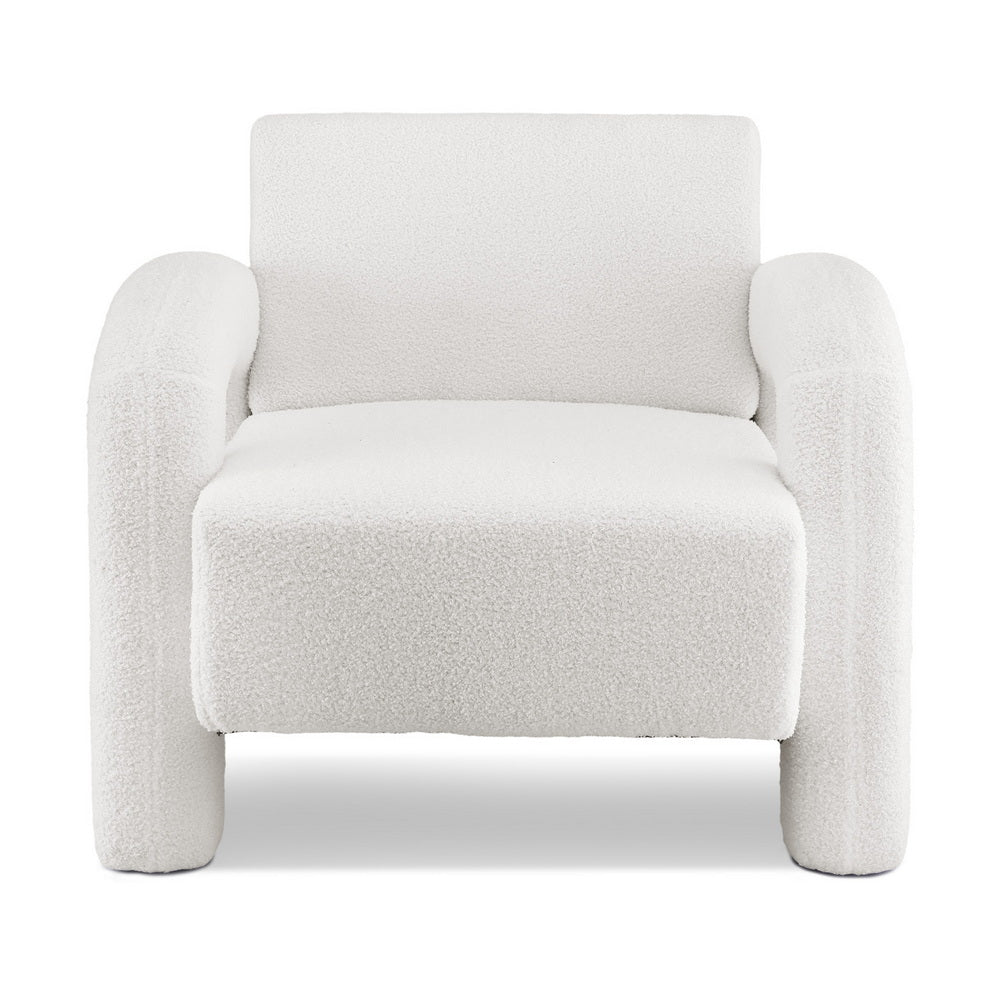 Artiss Armchair Accent Chair Lounge Sofa Couch Curved Seat Boucle White-Furniture > Bar Stools & Chairs > Arm Chairs & Recliners-PEROZ Accessories