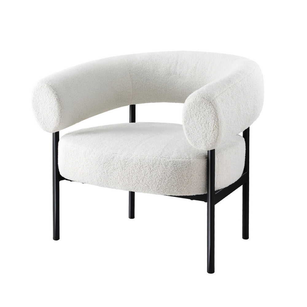 Artiss Armchair Accent Chair Curved Boucle White-Furniture > Bar Stools & Chairs > Arm Chairs & Recliners-PEROZ Accessories
