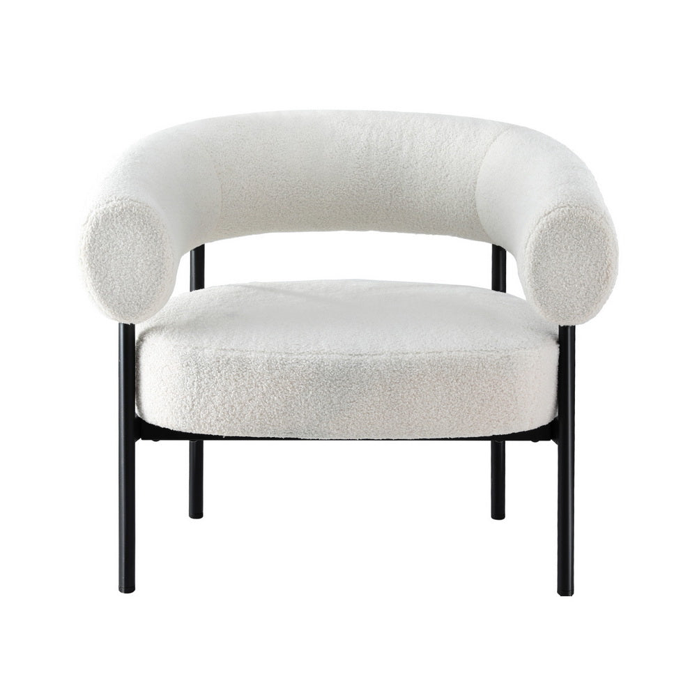 Artiss Armchair Accent Chair Curved Boucle White-Furniture > Bar Stools & Chairs > Arm Chairs & Recliners-PEROZ Accessories