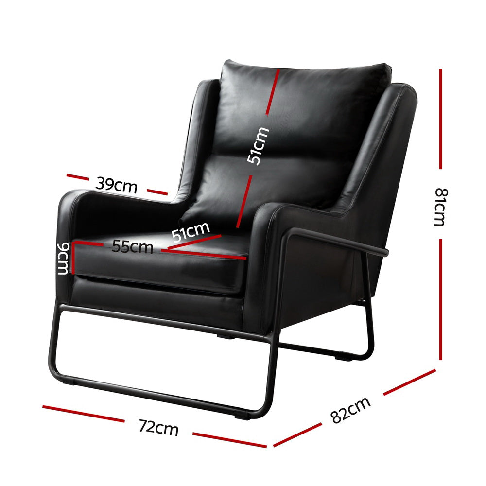 Artiss Armchair Accent Chair PU Leather Wingback Black-Furniture > Bar Stools & Chairs > Arm Chairs & Recliners-PEROZ Accessories