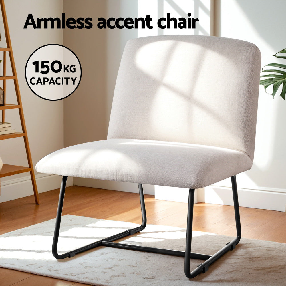 Artiss Accent Chair Armchair Cross Leg Beige-Furniture > Bar Stools & Chairs > Arm Chairs & Recliners-PEROZ Accessories