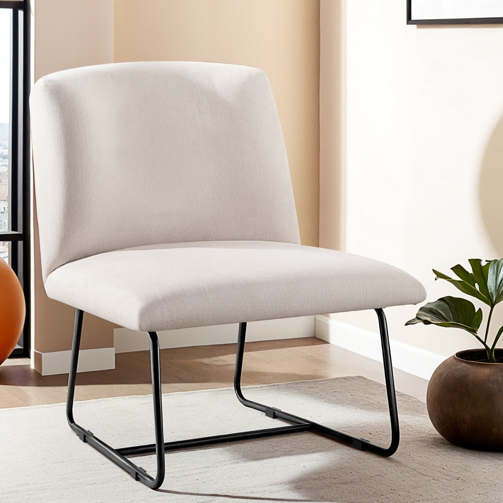 Artiss Accent Chair Armchair Cross Leg Beige-Furniture > Bar Stools & Chairs > Arm Chairs & Recliners-PEROZ Accessories