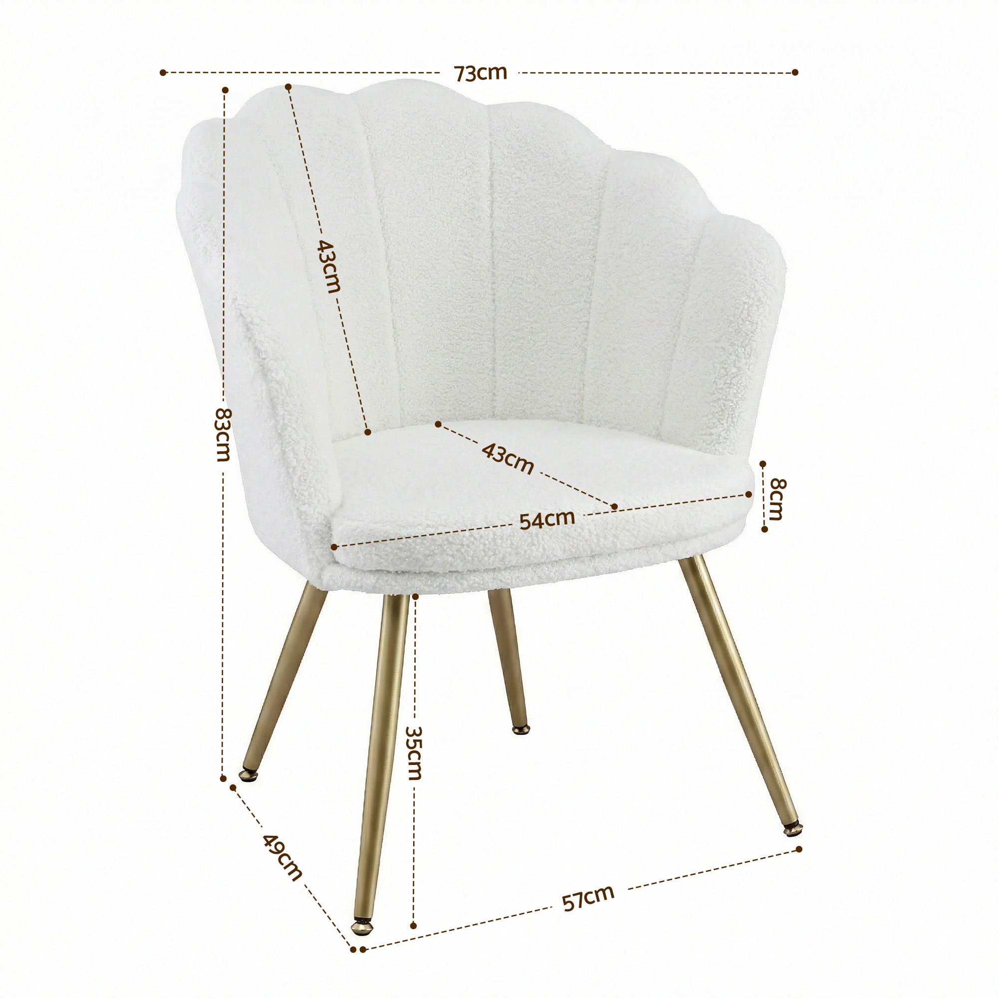 Artiss Armchair Teddy Fleece White Callista-Furniture > Bar Stools & Chairs > Arm Chairs & Recliners-PEROZ Accessories