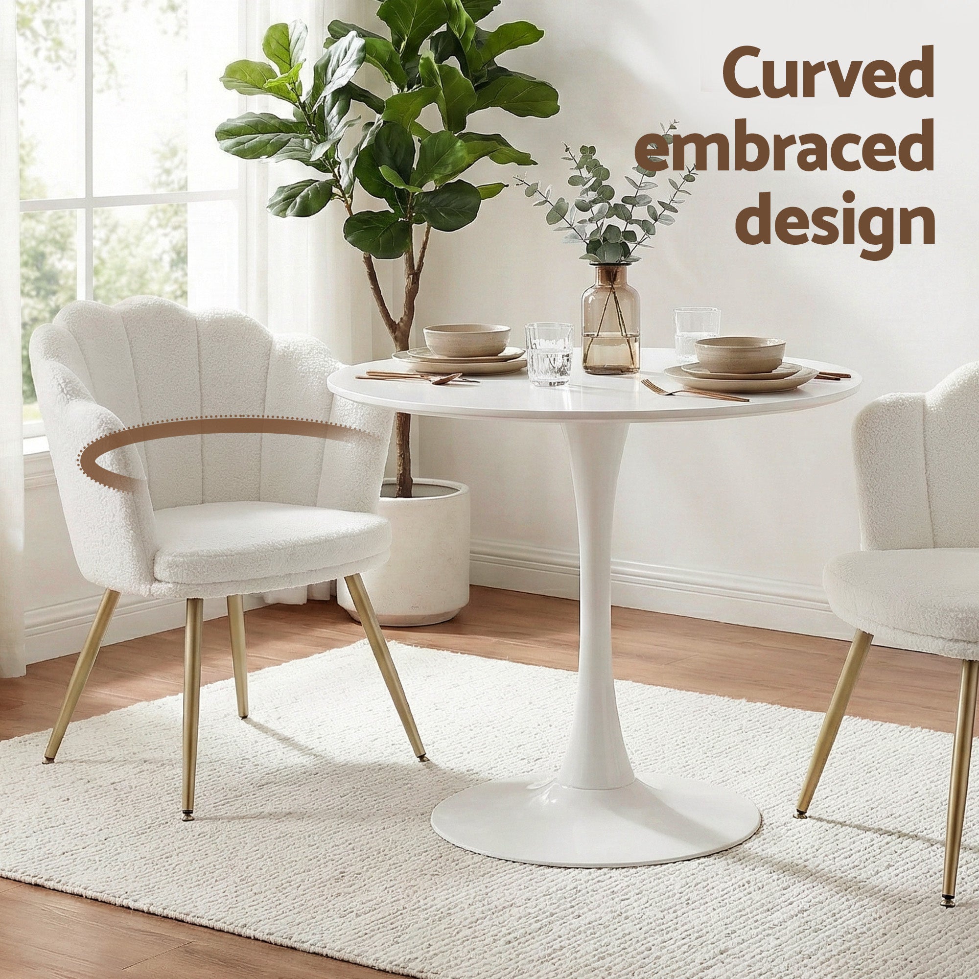 Artiss Armchair Teddy Fleece White Callista-Furniture > Bar Stools & Chairs > Arm Chairs & Recliners-PEROZ Accessories