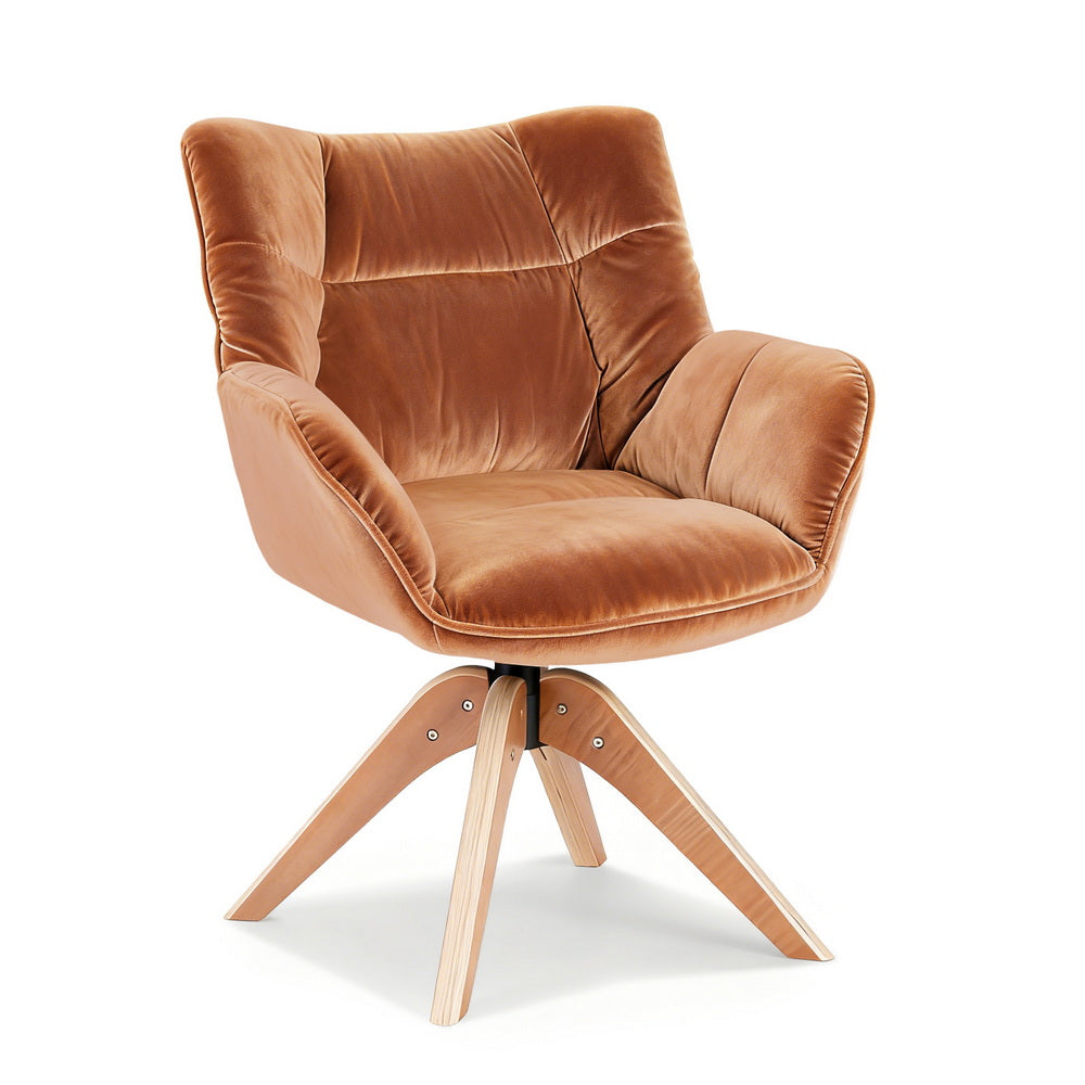 Artiss Swivel Chair Armchair Nursing Velvet Brown-Furniture > Bar Stools & Chairs > Arm Chairs & Recliners-PEROZ Accessories