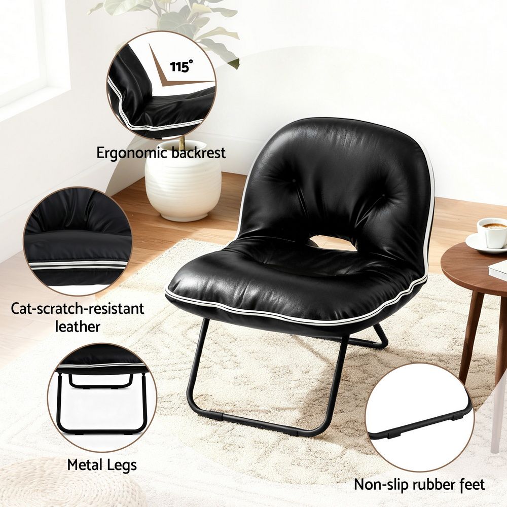 Artiss Foldable Chair 2-In-1 Armchair Lounge Chair Portable Black-Furniture > Bar Stools & Chairs > Arm Chairs & Recliners-PEROZ Accessories