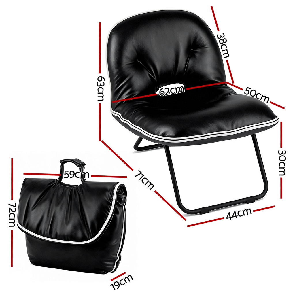 Artiss Foldable Chair 2-In-1 Armchair Lounge Chair Portable Black-Furniture > Bar Stools & Chairs > Arm Chairs & Recliners-PEROZ Accessories