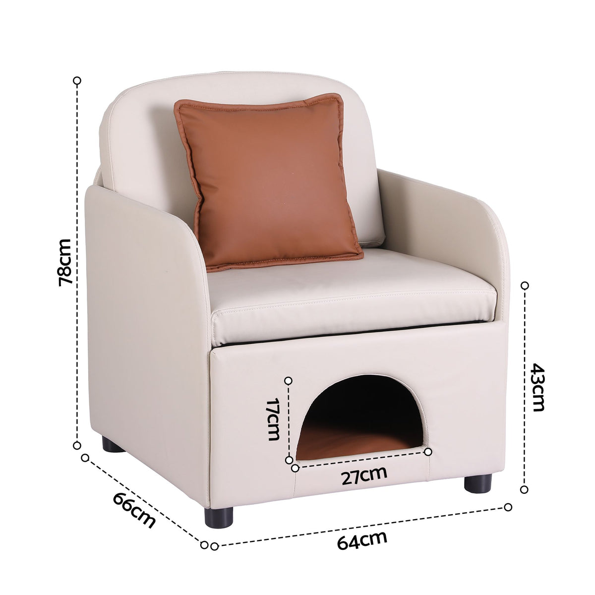 Artiss Armchair PU Leather Pet Accent Lounge Chair Cushion Beige-Furniture > Bar Stools & Chairs > Arm Chairs & Recliners-PEROZ Accessories