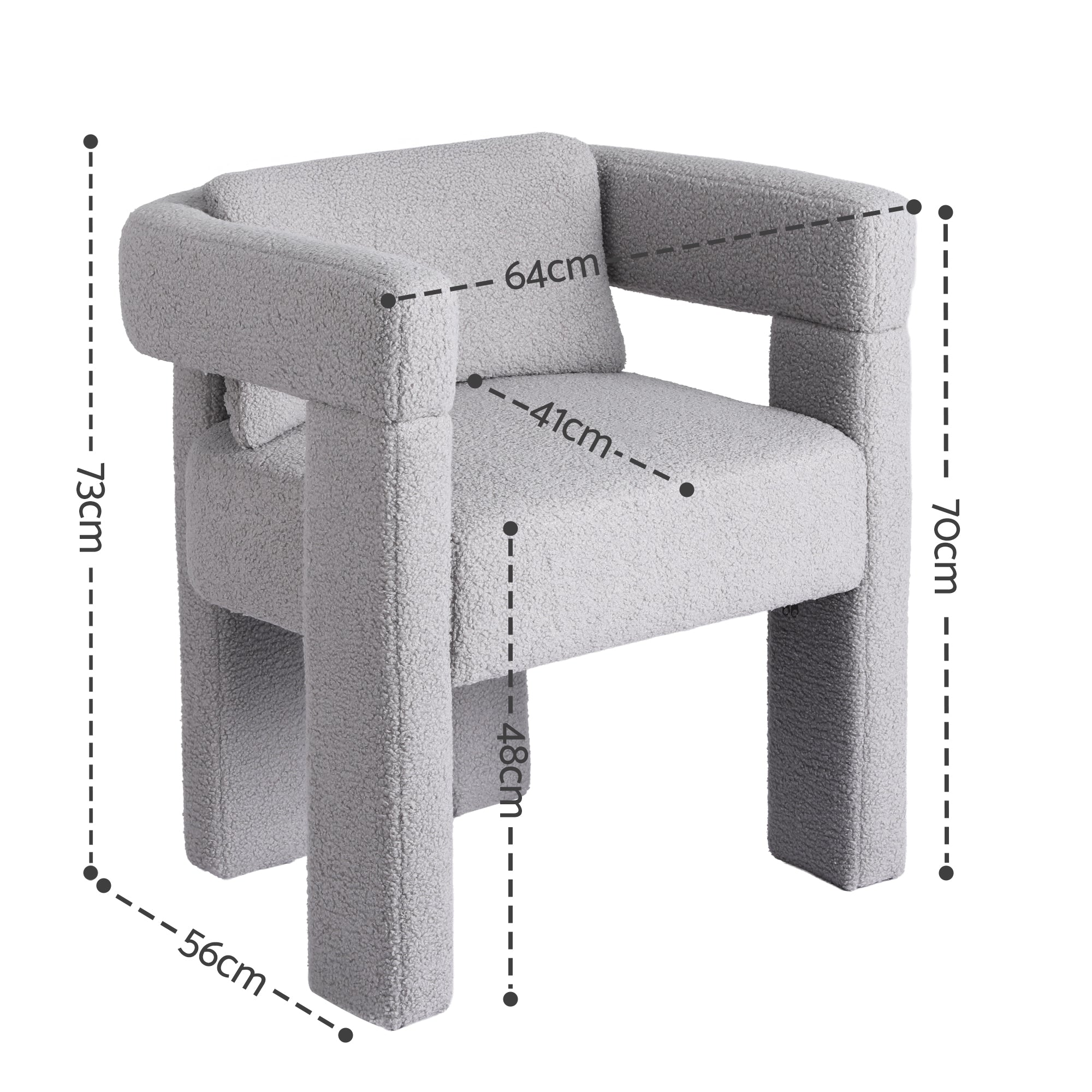 Artiss Armchair Accent Chair Lounge Sofa Couch Boucle Fabric Grey-Furniture > Bar Stools & Chairs > Arm Chairs & Recliners-PEROZ Accessories