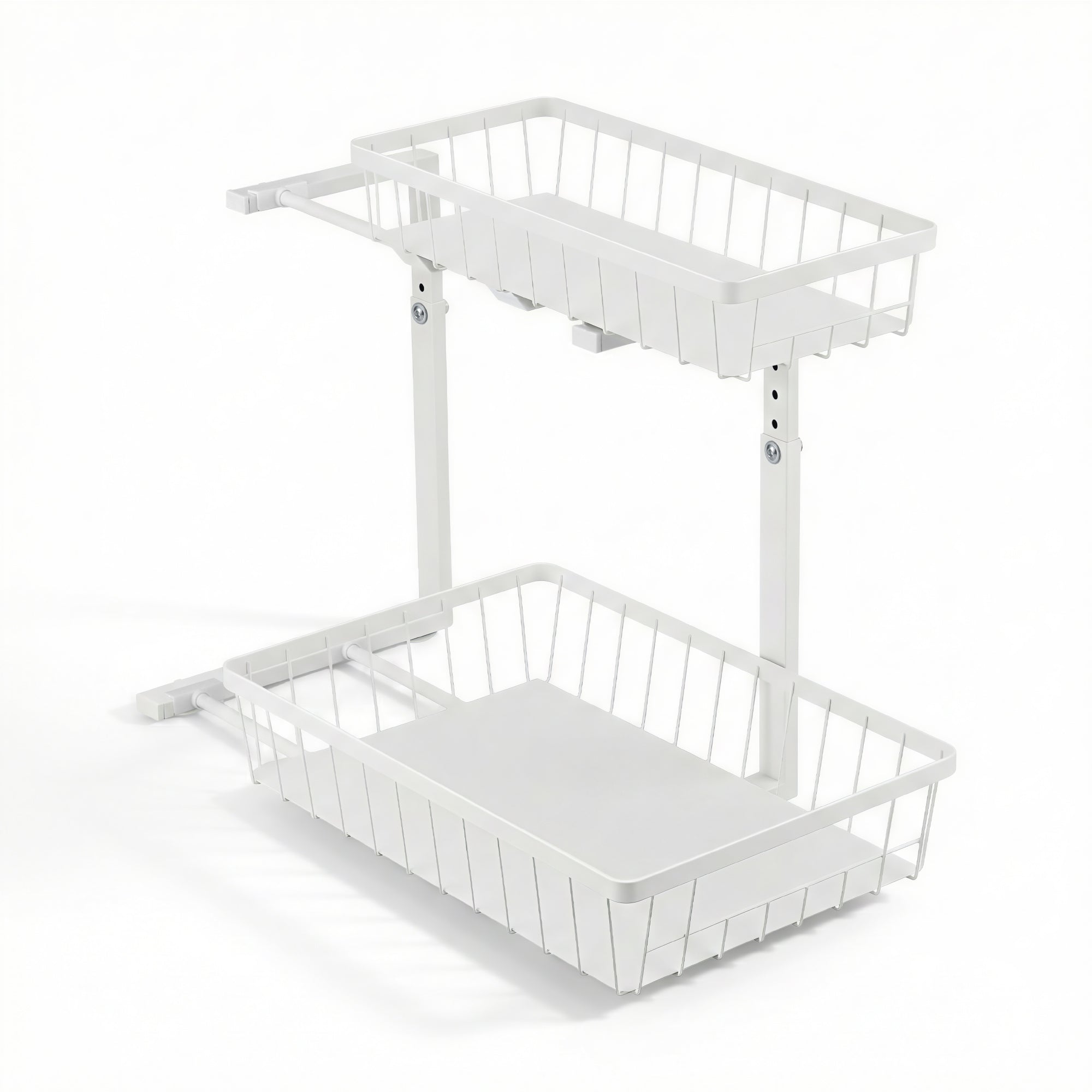 Artiss Under Sink Organizer Storage with 2 Slide Out Drawers 5 Adjustable Height Bathroom Kitchen Cabinet-Furniture > Dining > Kitchen & Dining Trolleys-PEROZ Accessories