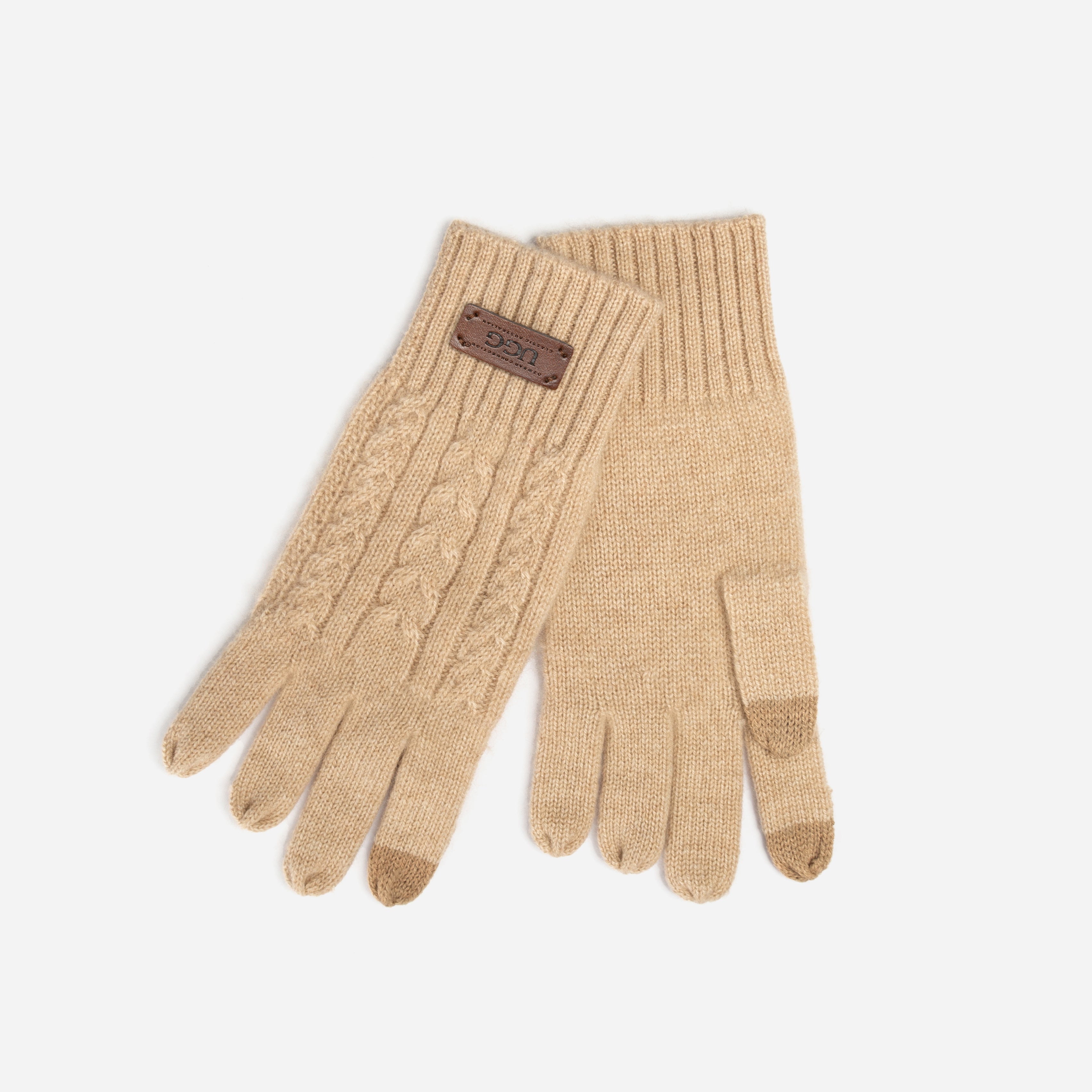 Ugg Cable Knit Pure Cashmere Touch Screen Gloves-PEROZ Accessories