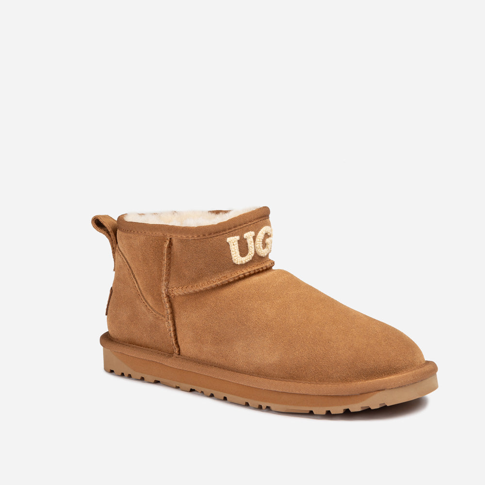 Ugg Classic Knit Logo Ultra Mini Boots (Water Resistant)-PEROZ Accessories