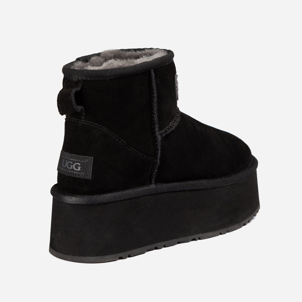 Ugg Classic Platform Knit Logo Mini Boots (Water Resistant) (5cm)-PEROZ Accessories