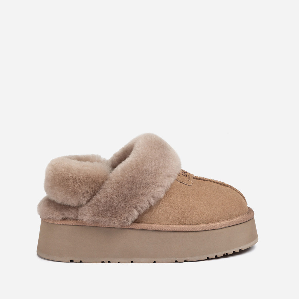 Ugg Coquette Platform Slipper (Elastic Logo & Wool Strap) (Detachable Feature)-LADIES UGG-PEROZ Accessories