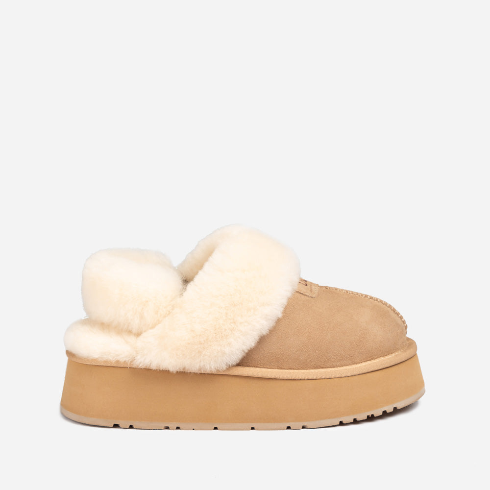 Ugg Coquette Platform Slipper (Elastic Logo & Wool Strap) (Detachable Feature)-LADIES UGG-PEROZ Accessories