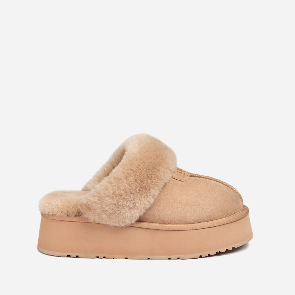 Ugg Coquette Platform Slipper (Elastic Logo & Wool Strap) (Detachable Feature)-LADIES UGG-PEROZ Accessories