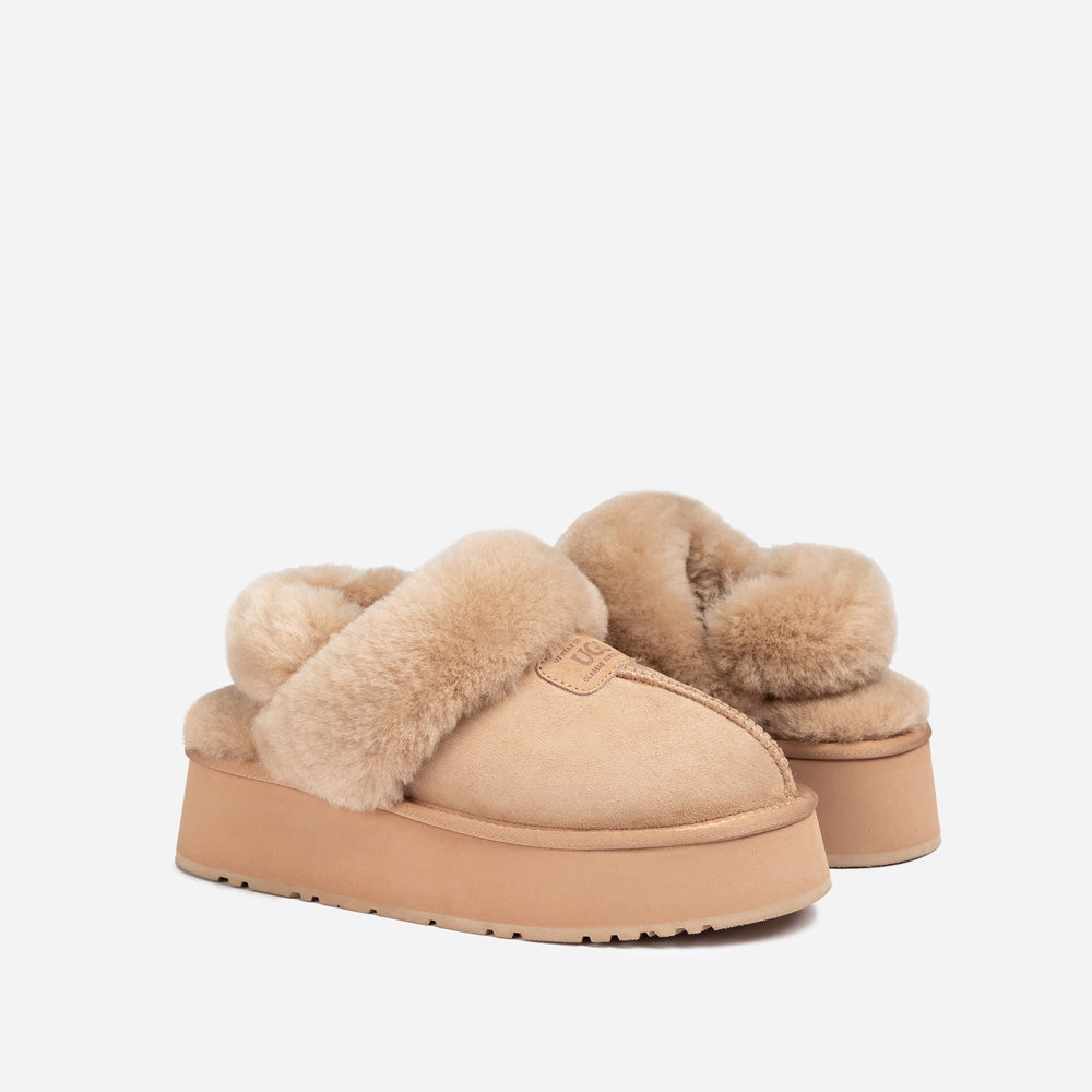 Ugg Coquette Platform Slipper (Elastic Logo & Wool Strap) (Detachable Feature)-LADIES UGG-PEROZ Accessories