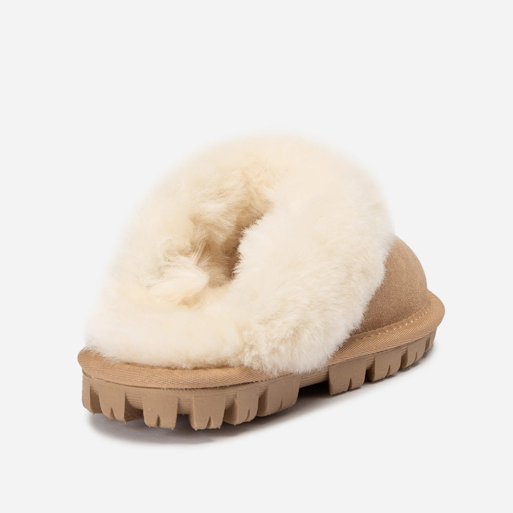 Ugg Kids Coquette Slipper (Cow Suede)(Elastic Logo & Wool Strap)(Detachable Feature)-KIDS UGG-PEROZ Accessories