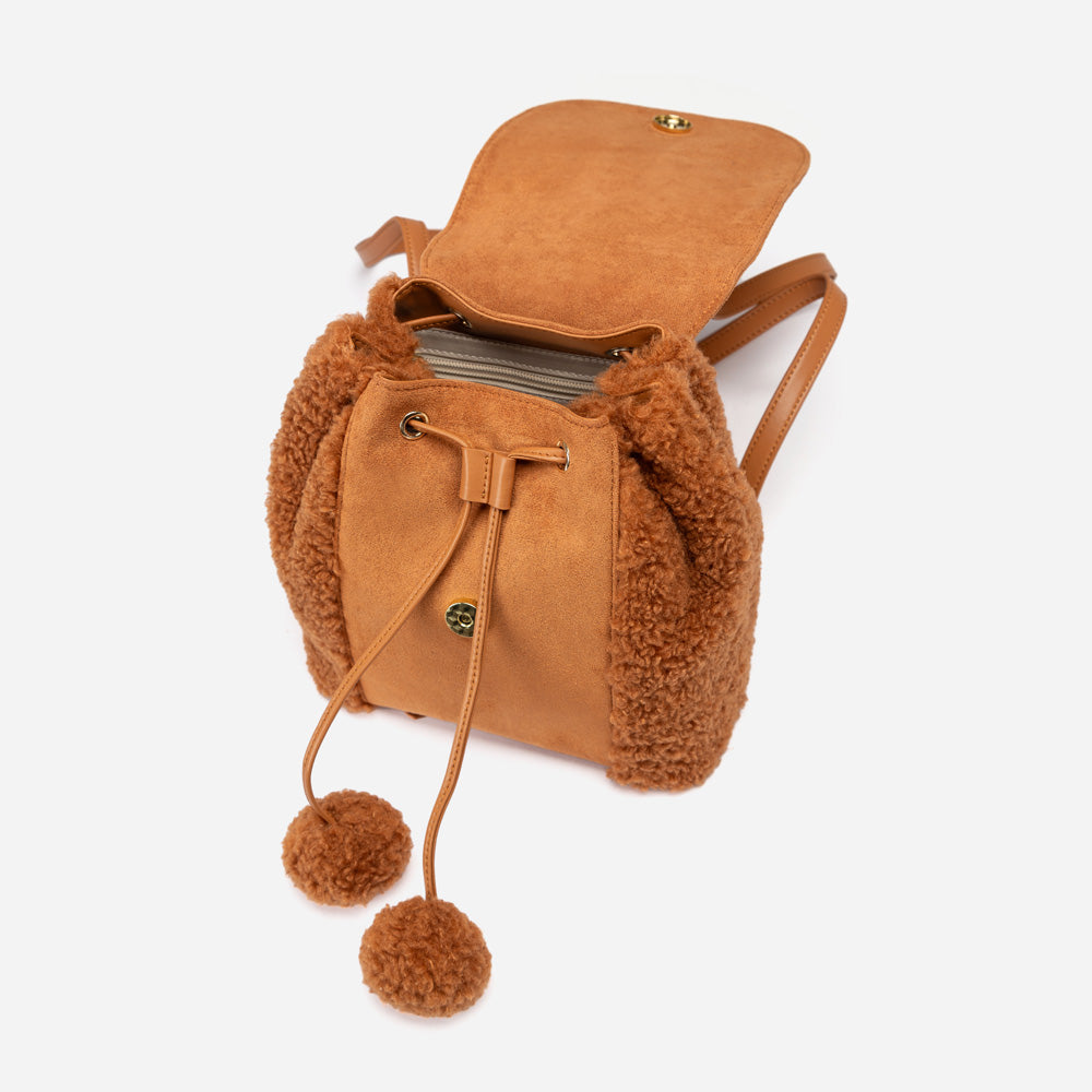 Ugg Pompom Fluffy Backpack-PEROZ Accessories