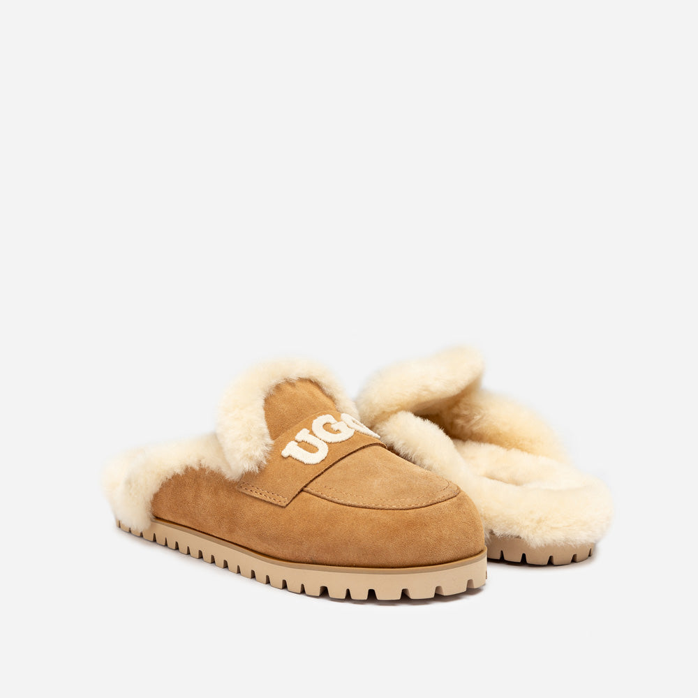 Ugg Priya Knit Logo Shearling Slipper-Women Slippers-PEROZ Accessories