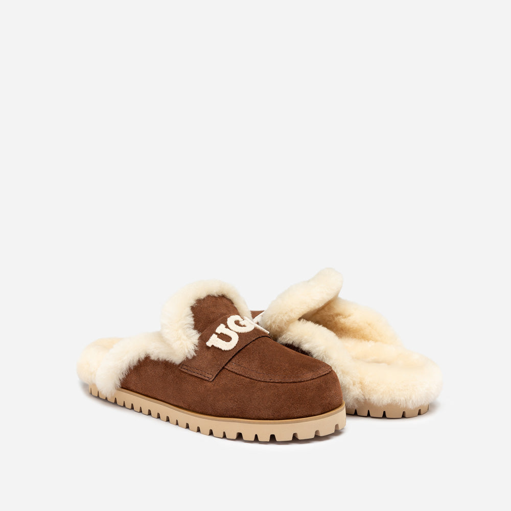 Ugg Priya Knit Logo Shearling Slipper-Women Slippers-PEROZ Accessories