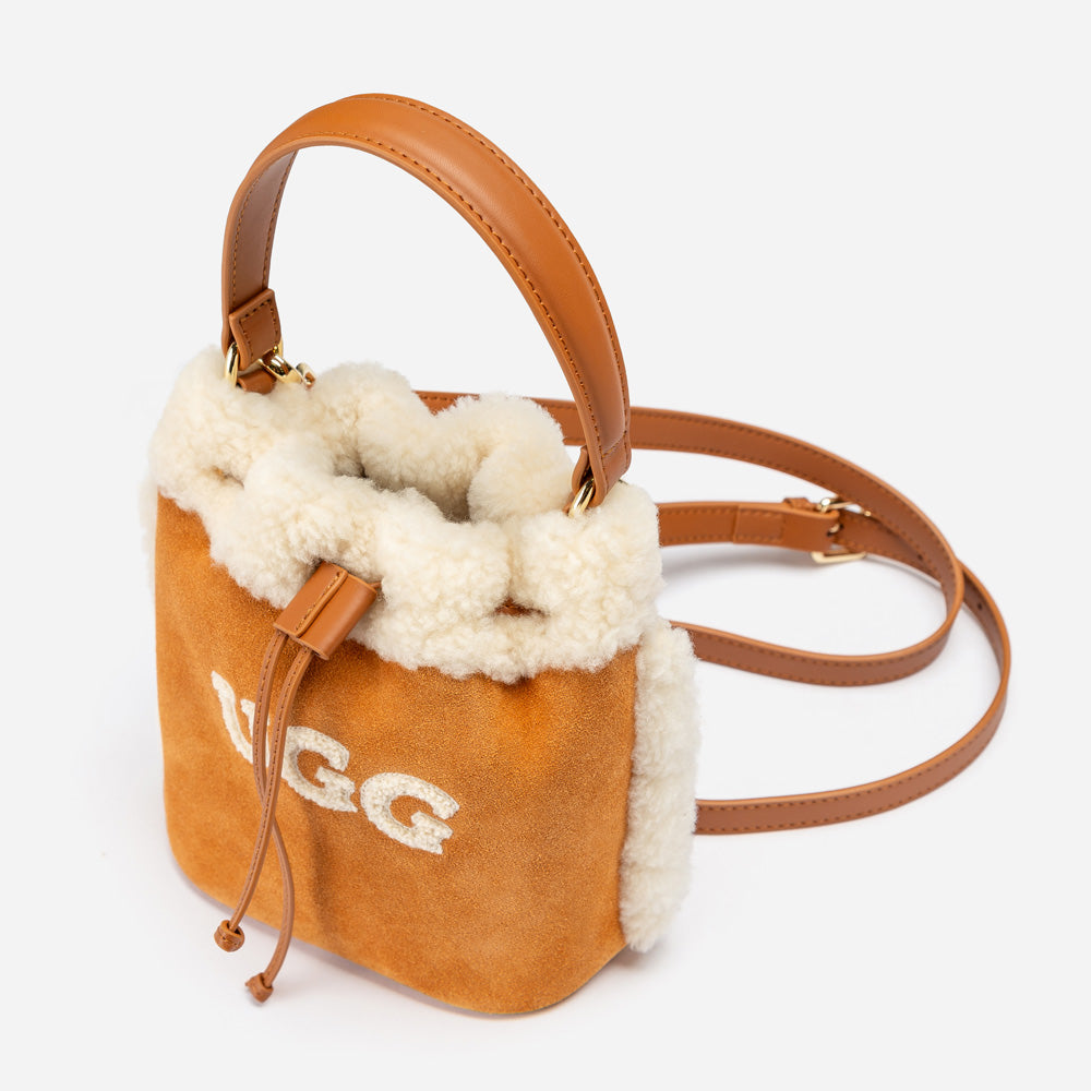 Ugg Shearling Logo Mini Bucket Bag-PEROZ Accessories