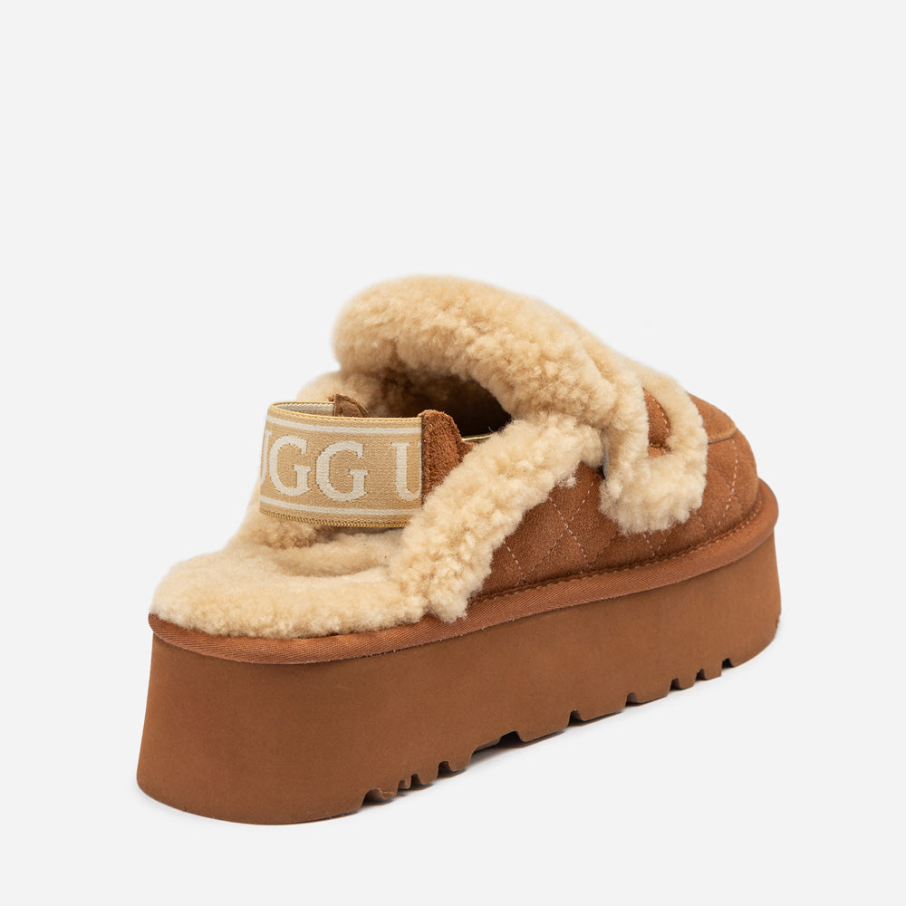 Ugg Violet Matelassé Shearling Platform Slipper (Detachable Feature)-Women Slippers-PEROZ Accessories