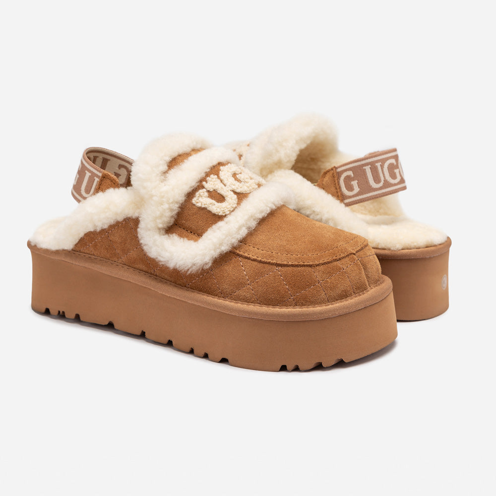 Ugg Violet Matelassé Shearling Platform Slipper (Detachable Feature)-Women Slippers-PEROZ Accessories