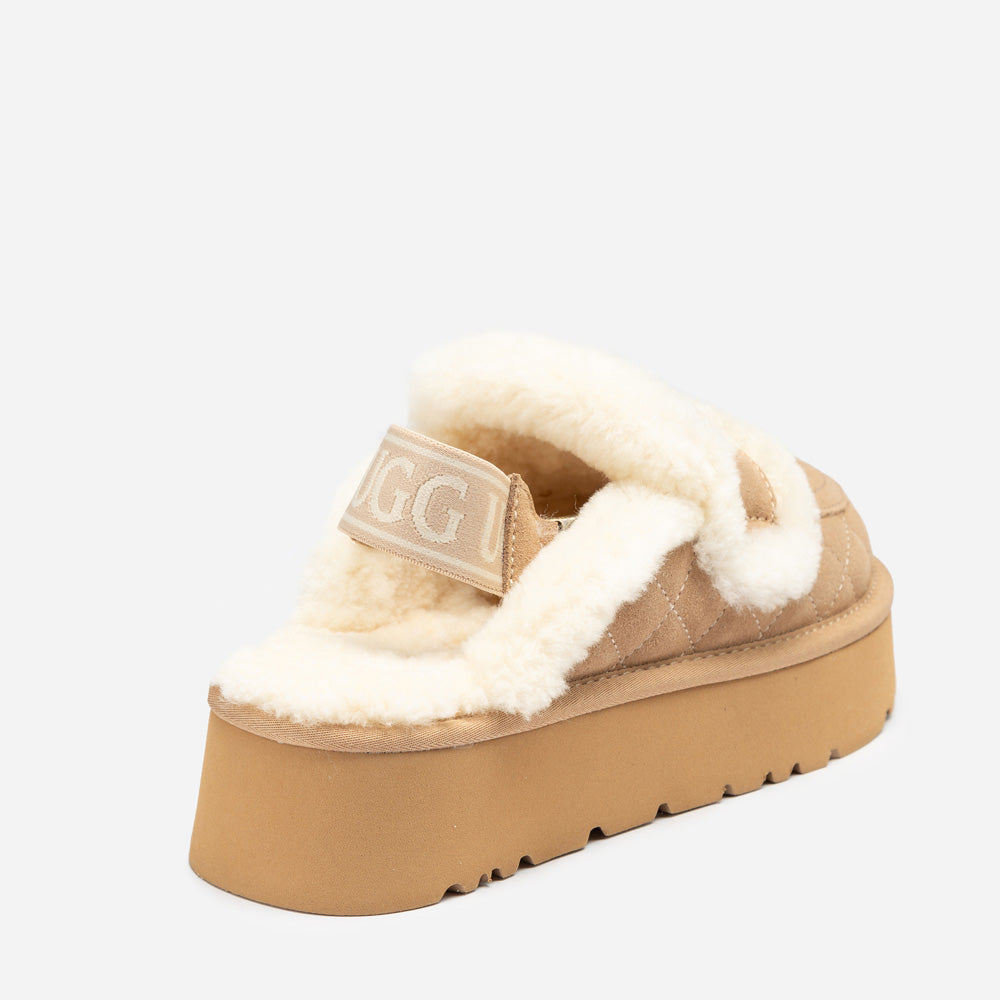 Ugg Violet Matelassé Shearling Platform Slipper (Detachable Feature)-Women Slippers-PEROZ Accessories