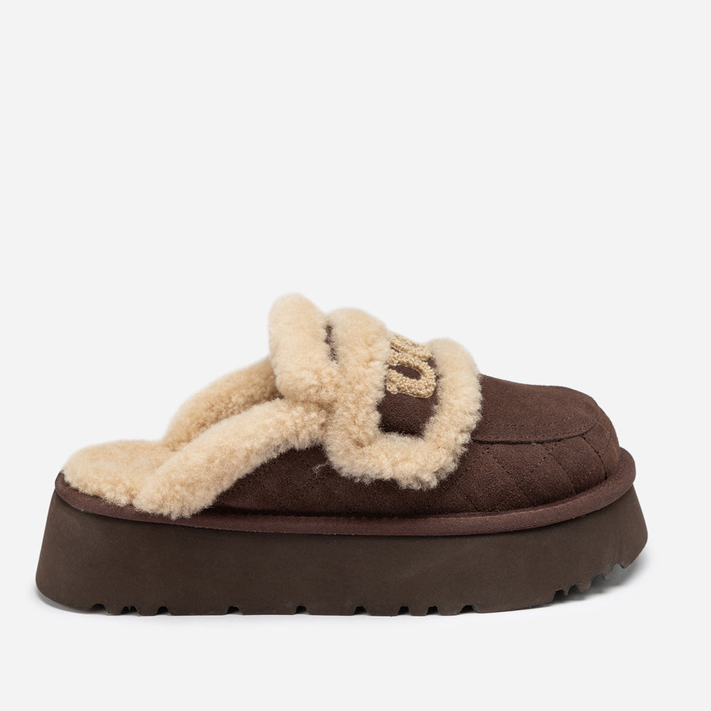 Ugg Violet Matelassé Shearling Platform Slipper (Detachable Feature)-Women Slippers-PEROZ Accessories