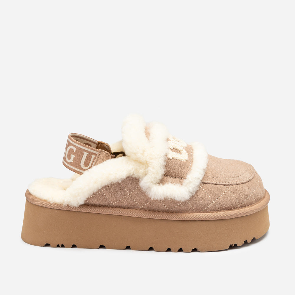 Ugg Violet Matelassé Shearling Platform Slipper (Detachable Feature)-Women Slippers-PEROZ Accessories
