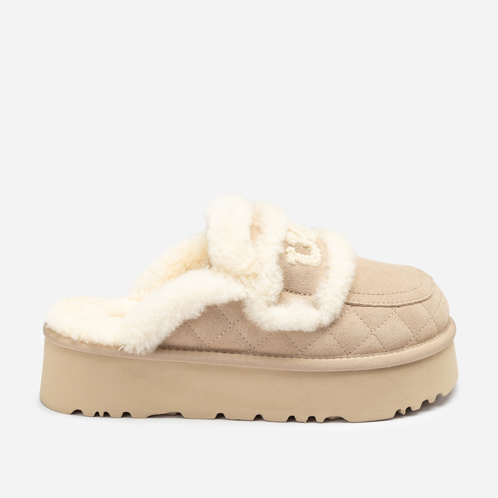 Ugg Violet Matelassé Shearling Platform Slipper (Detachable Feature)-Women Slippers-PEROZ Accessories