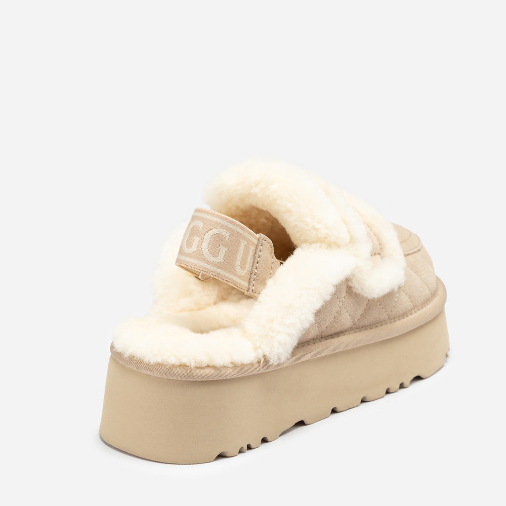 Ugg Violet Matelassé Shearling Platform Slipper (Detachable Feature)-Women Slippers-PEROZ Accessories