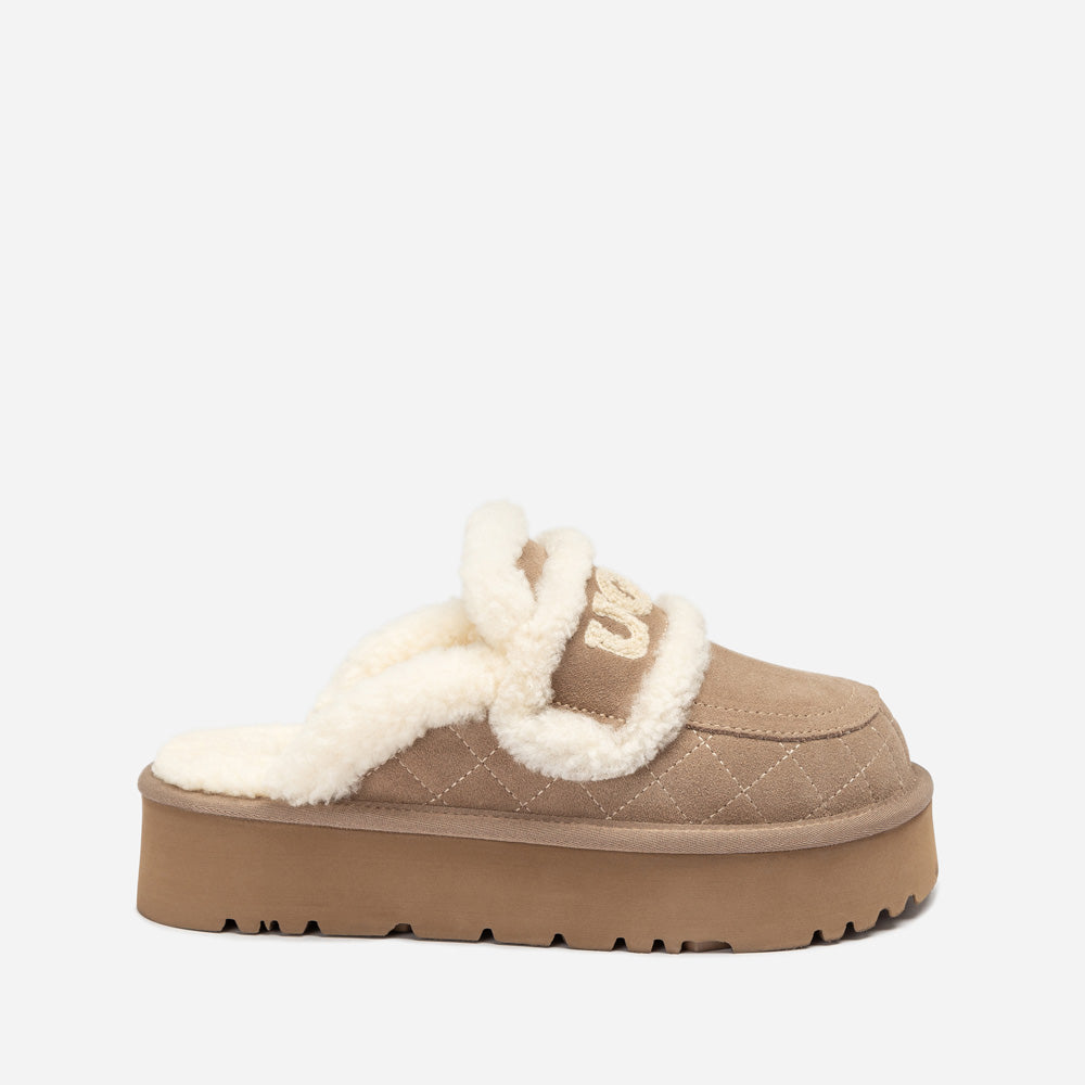 Ugg Violet Matelasse Shearling Platform Slipper-Women Slippers-PEROZ Accessories