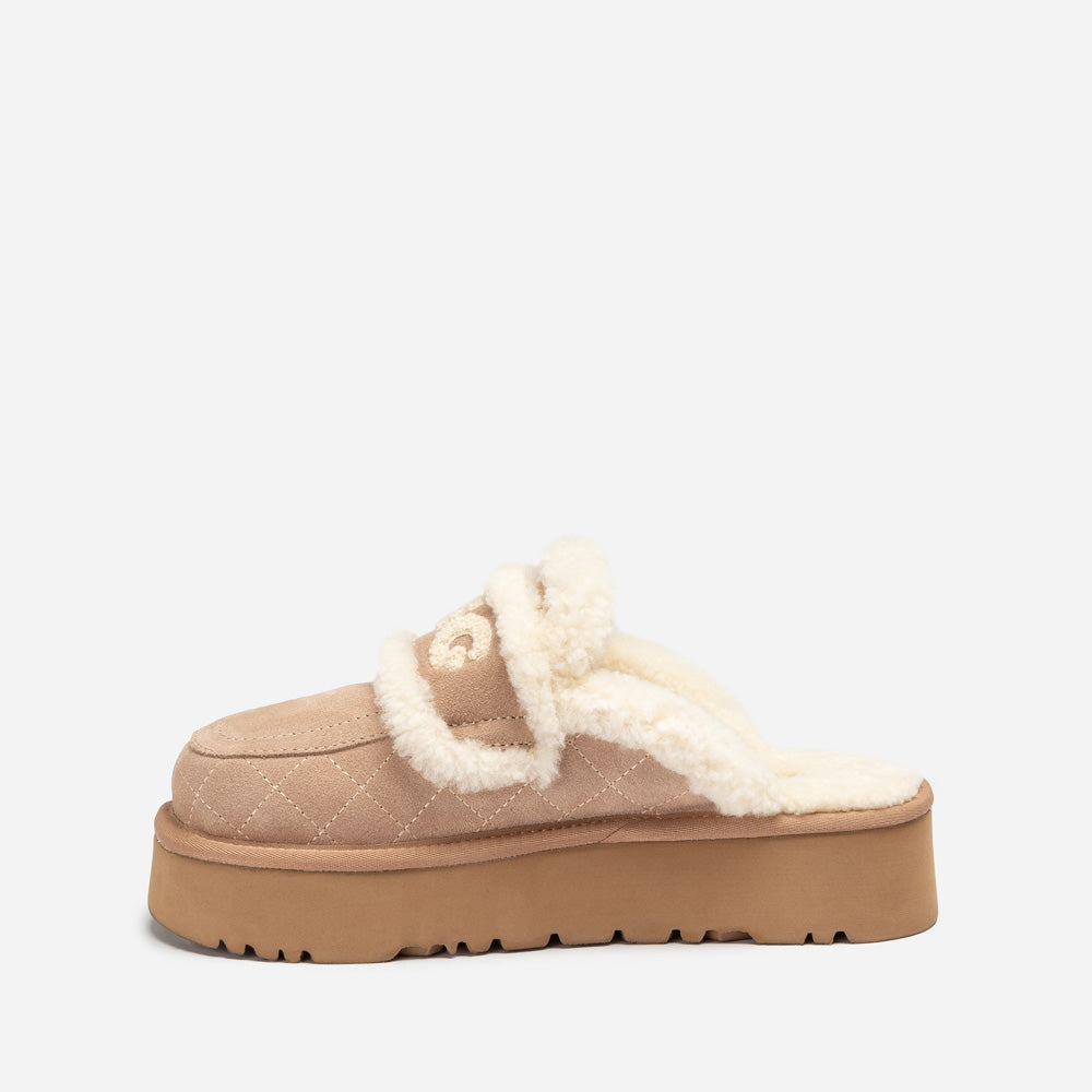 Ugg Violet Matelasse Shearling Platform Slipper-Women Slippers-PEROZ Accessories