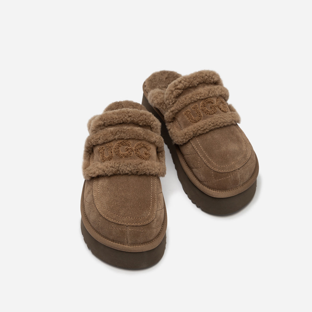 Ugg Violet Matelasse Shearling Platform Slipper-Women Slippers-PEROZ Accessories