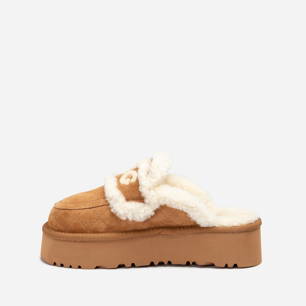 Ugg Violet Matelasse Shearling Platform Slipper-Women Slippers-PEROZ Accessories