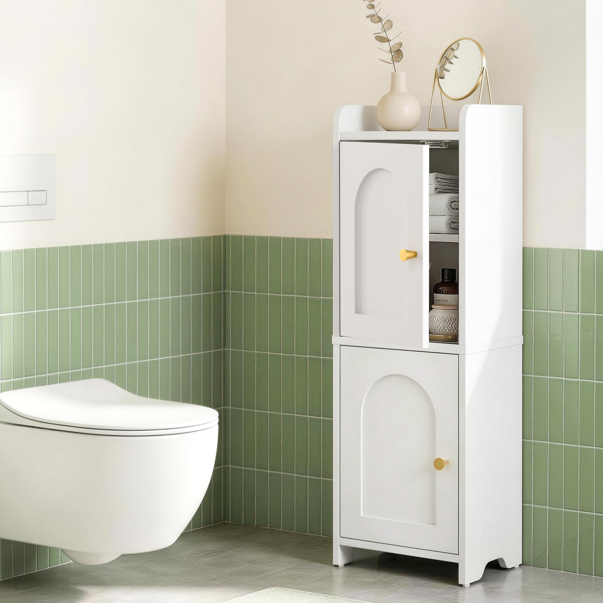 Artiss Bathroom Storage Cabinet 2-Tier Slim Toilet Organizer Adjustable White-Furniture > Bathroom > Bathroom Cabinets, Cupboards & Storage-PEROZ Accessories