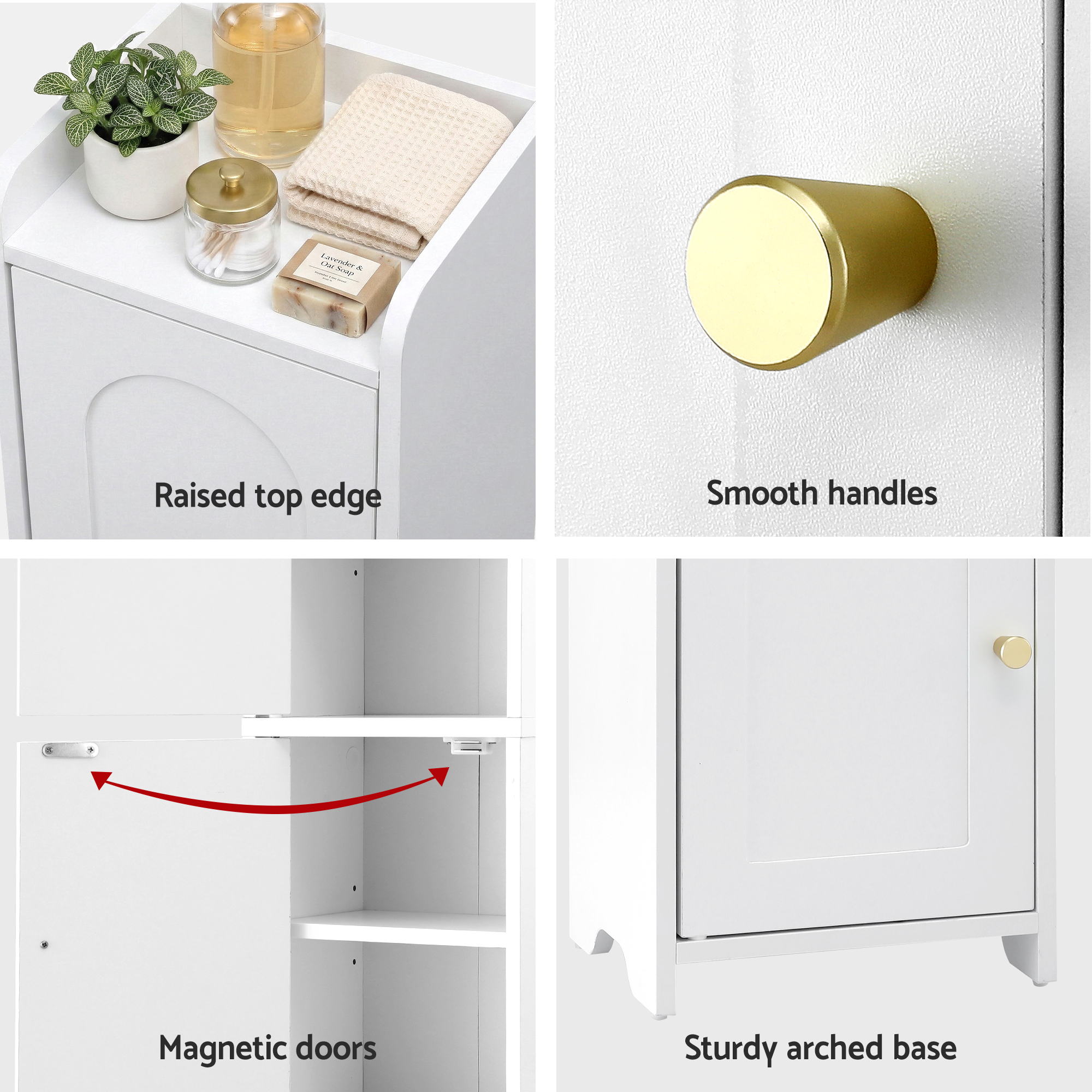 Artiss 2x Bathroom Storage Cabinet 2-Tier Slim Toilet Organizer Adjustable White-Furniture > Bathroom > Bathroom Cabinets, Cupboards & Storage-PEROZ Accessories