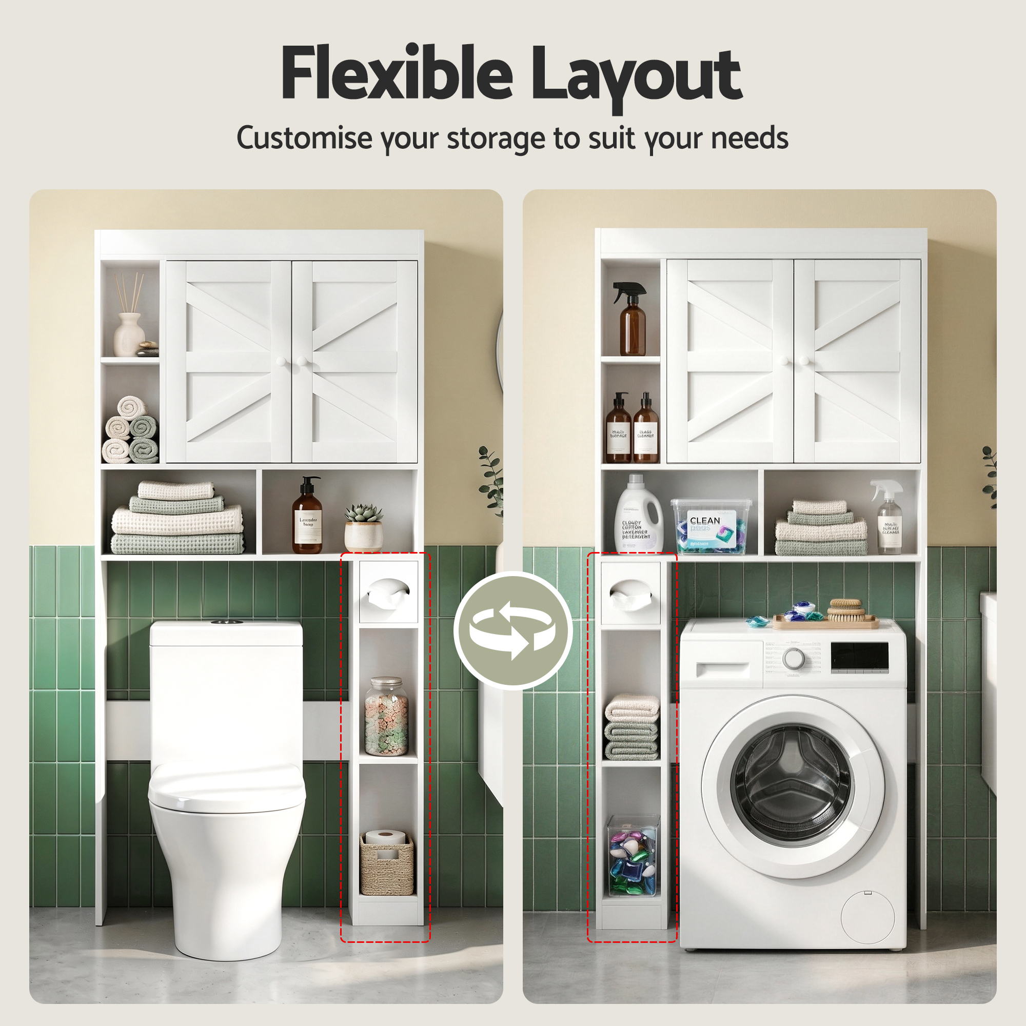 Artiss Bathroom Storage Cabinet Over The Toilet Organiser Laundry Shelf Holder-Furniture > Bathroom > Bathroom Cabinets, Cupboards & Storage-PEROZ Accessories