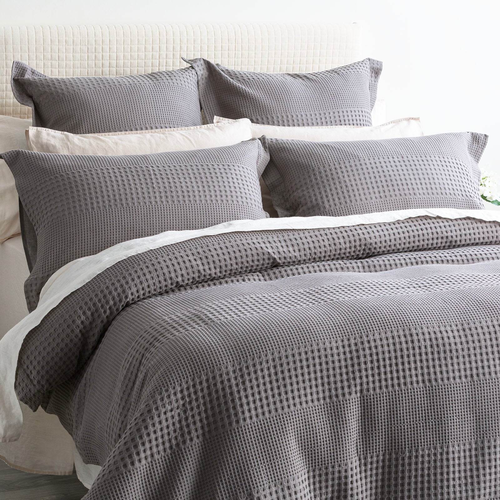 Elegance Waffle Cotton Jacquard Fossil Quilt Cover Set by Renee Taylor-Home & Garden > Bedding > Quilts & Duvets-PEROZ Accessories
